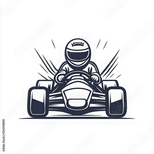 Wallpaper Mural Dynamic illustration of a racing go-kart with a driver, showcasing speed and excitement in motorsports. Torontodigital.ca