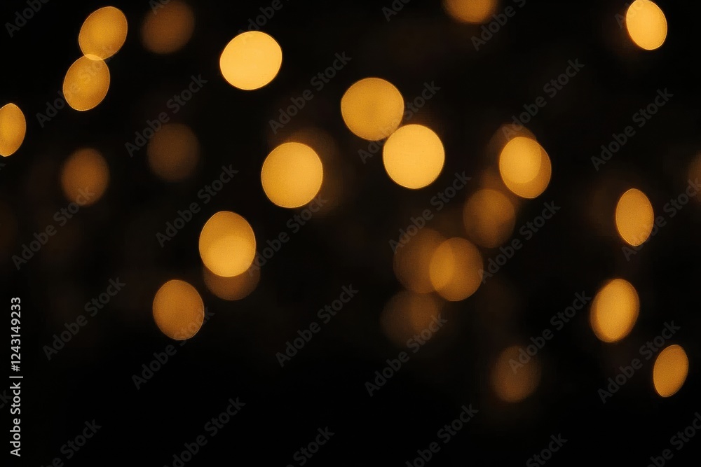 Fototapeta premium Golden bokeh lights creating a festive atmosphere on a black background