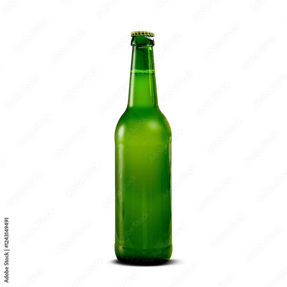Green beer bottle isolated from background Green beer bottle isolated from background