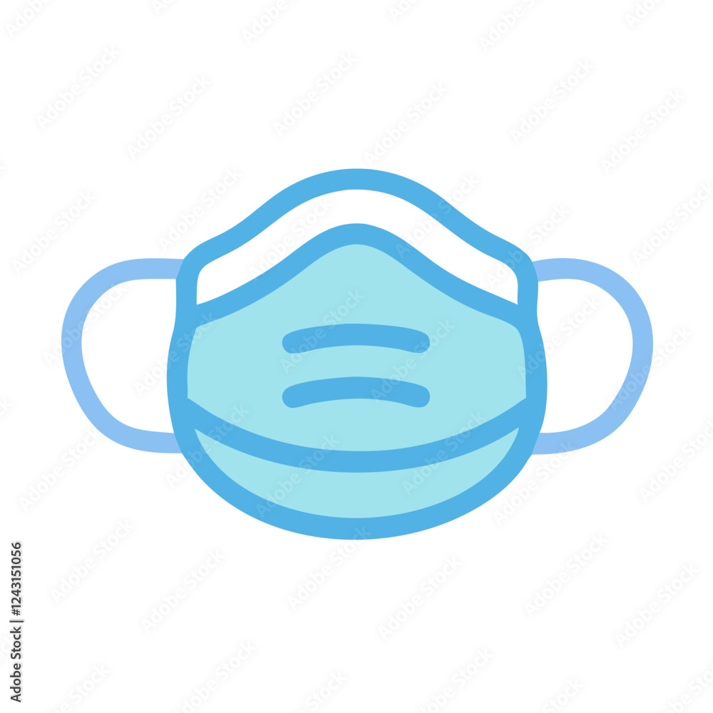 Respiratory Mask Icon in blue flat design on white background Respiratory Mask Icon in blue flat design on white background