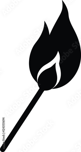 Burning match icon silhouette vector illustration design