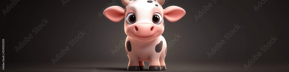 Naklejka premium little cartoon cow. Selective focus