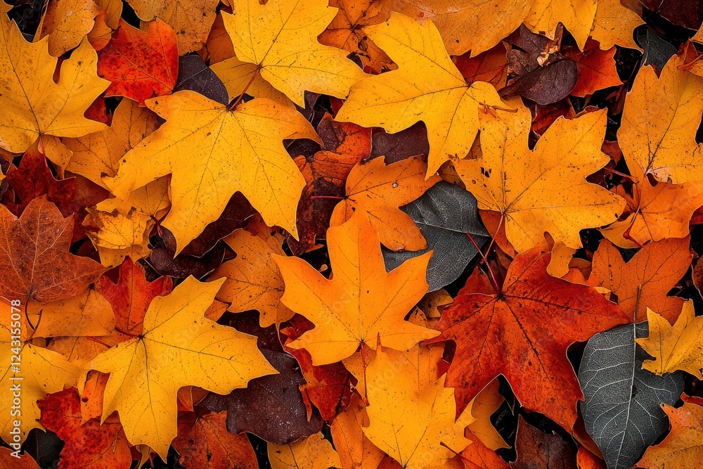 Colorful maple leaves creating a vibrant autumn background Colorful maple leaves creating a vibrant autumn background