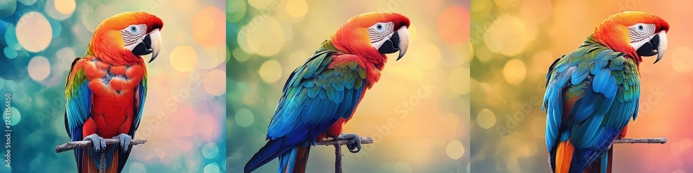 Fototapeta premium parrots on a branch. Selective focus