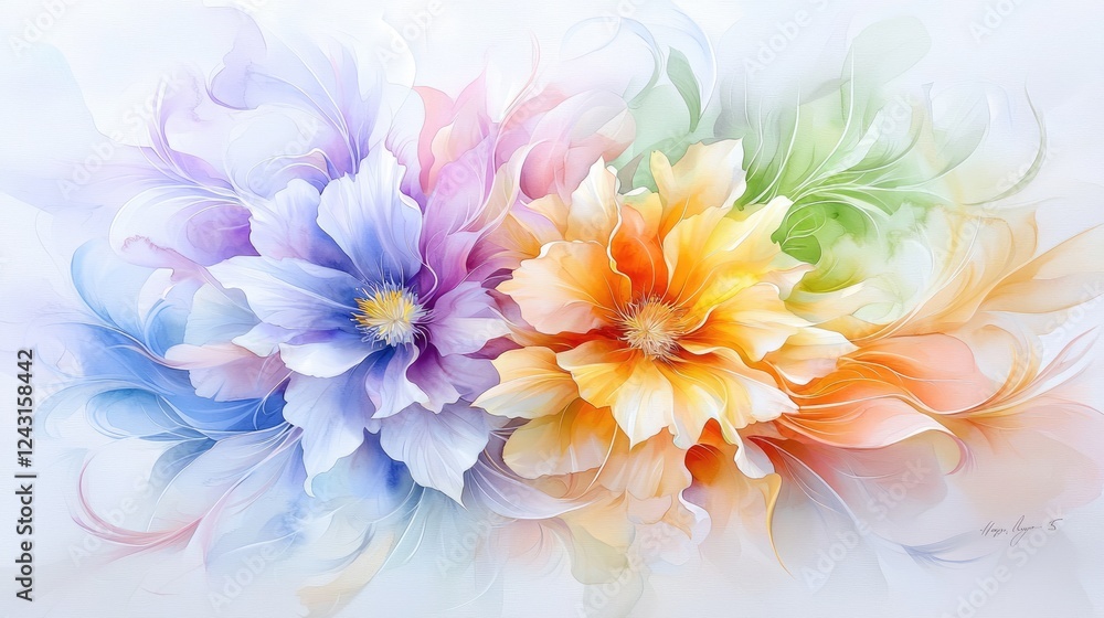 Obraz premium Pastel floral bouquet, artistic rendering, soft background, wall art