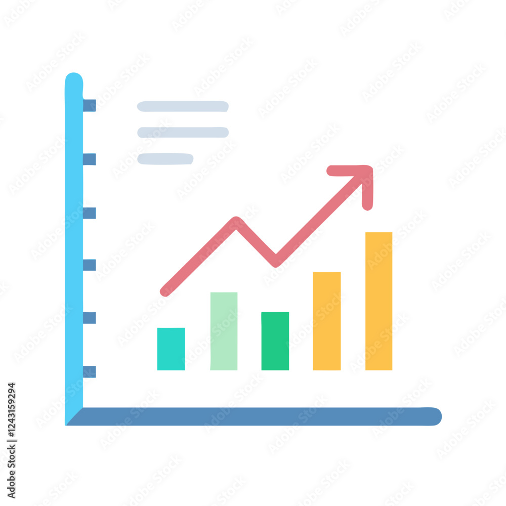 Chart Icon showing upward growth on a white background Chart Icon showing upward growth on a white background