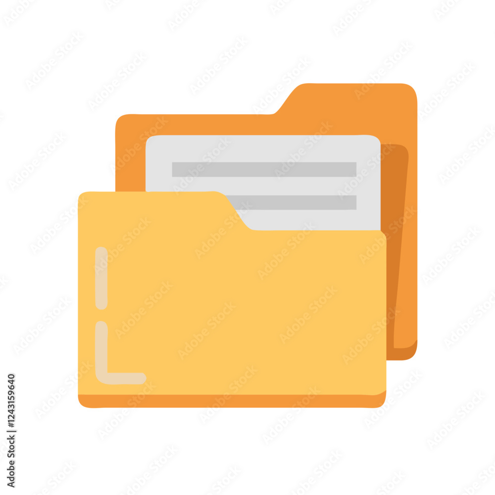 Filing Folder Icon with papers in flat design Filing Folder Icon with papers in flat design