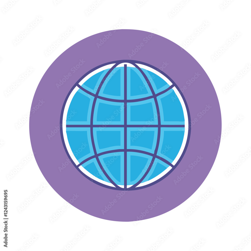 Globe Icon on purple background Globe Icon on purple background
