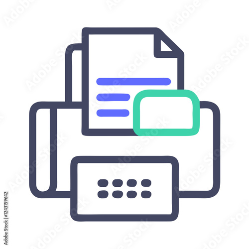 Fax Machine Icon with documents and printouts on a white background