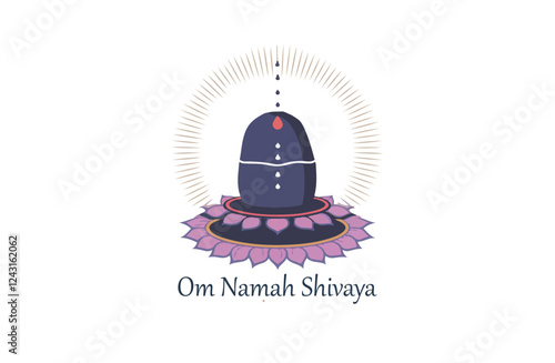 Sacred Shiva Lingam With Trident and Om Namah Shivaya Inscription
