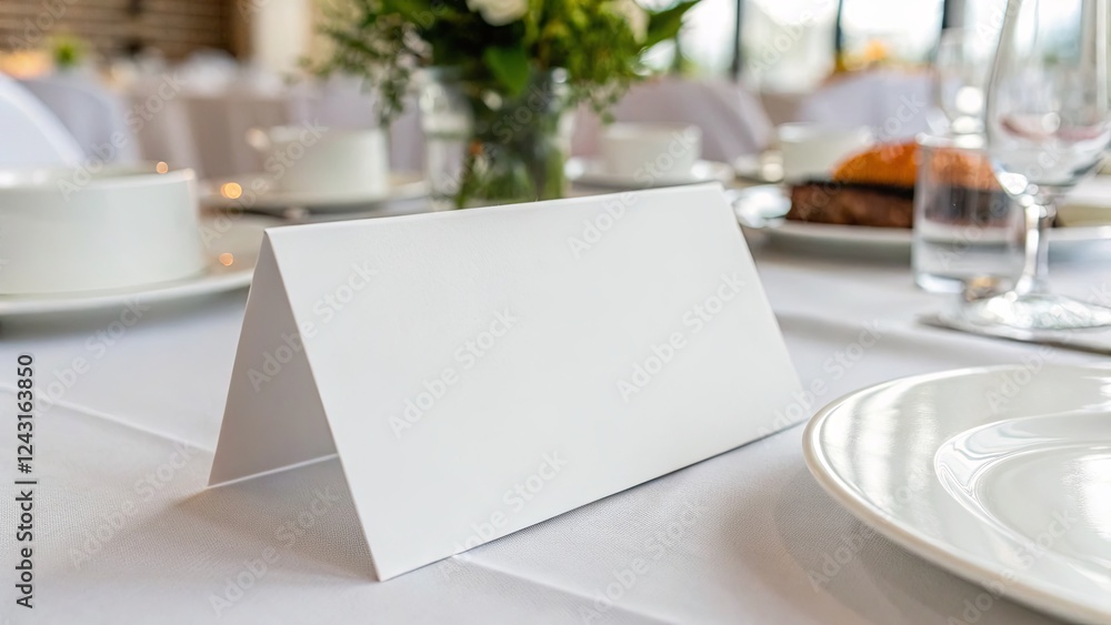 Fototapeta premium A Festive Table in Honor of the Great Celebration. Paper Table Card Horizontal. 