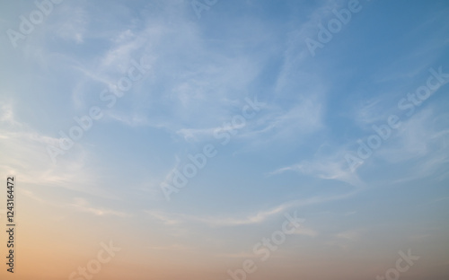 the sky is full of bright white fluffy clouds, freedom. photo