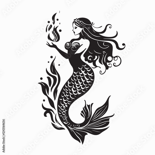 Mermaid image vector. Mermaid Illustration Stock Illustration on white background.