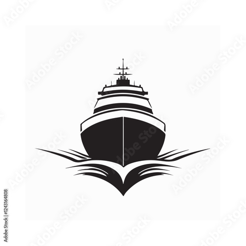 Cruise ship Front view Vector illustration on white background