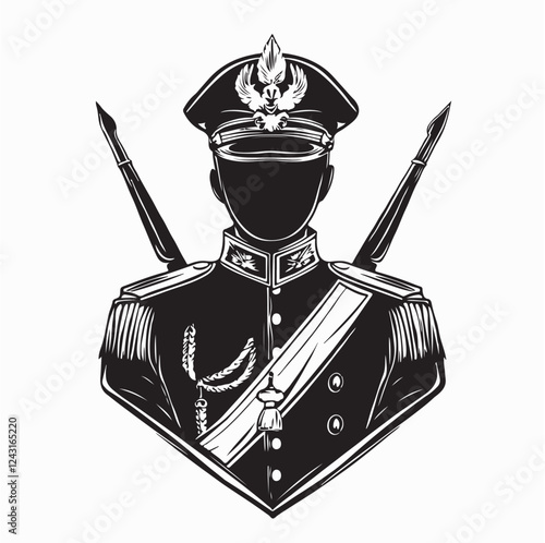 British Soldier Silhouette Images vector isolated on white background.