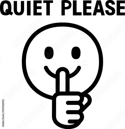 人差し指を口に当てたマークとQUIET PLEASEの文字