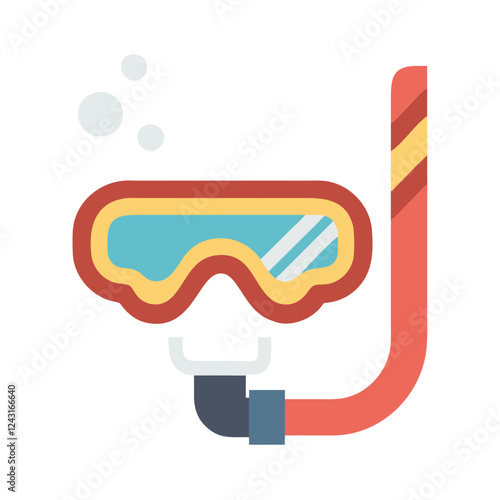 Diving Icon snorkel mask with bubbles on white background