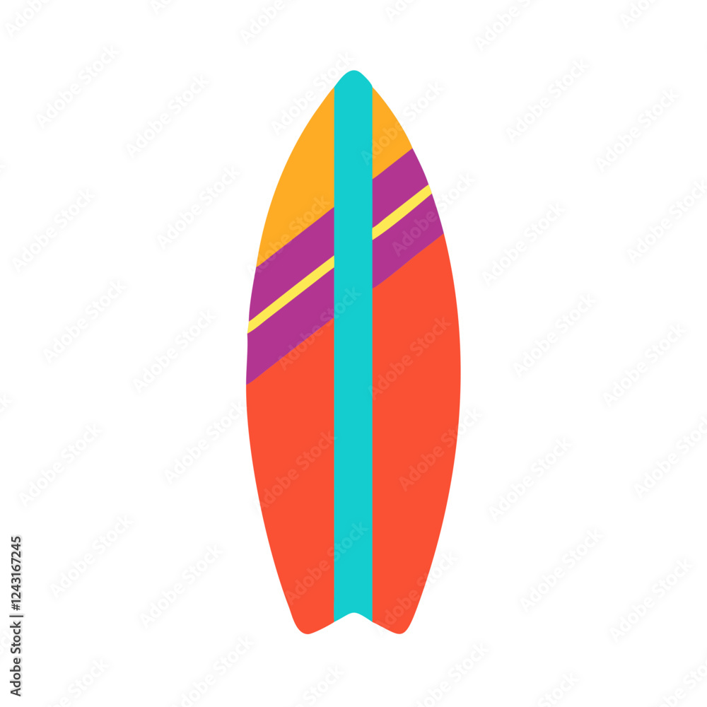 Surfboard Icon in vibrant colors on a white background Surfboard Icon in vibrant colors on a white background