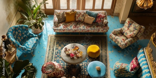 Vibrant Floral Living Room Interior Design Showcase