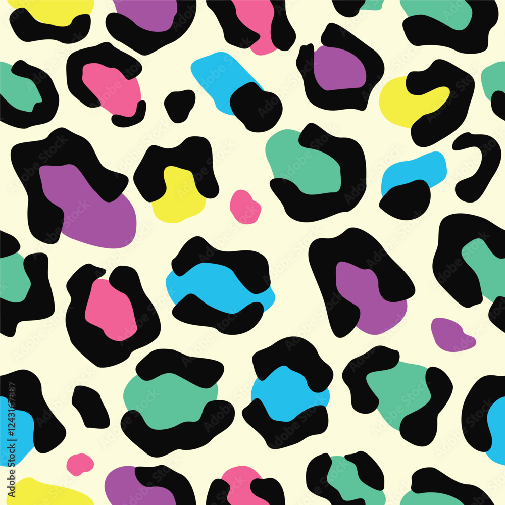 Fototapeta premium Seamless colorful Leopard vintage seamless Pattern Style 