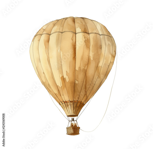 Watercolor hot air balloon. Vintage hand drawn vector illustration