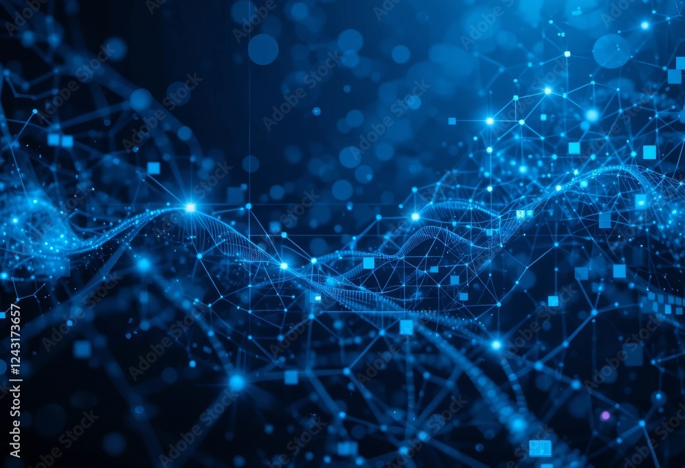 An abstract blue background with pixelated shapes and lines An abstract blue background with pixelated shapes and lines