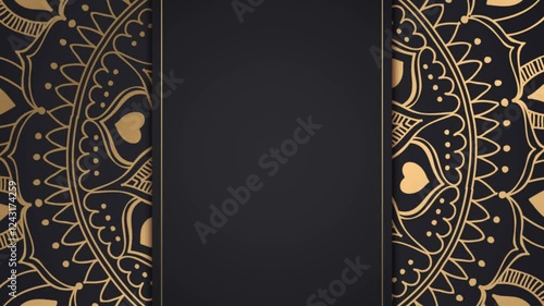 Islamic ornament black background video with arabic style and mandala flower circle animation for ramadan kareem, eid mubarak and islamic background