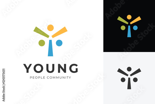 Youth people group logo icon with letter Y for initial young human for community social, charity, business partnership logo template, vector illustration