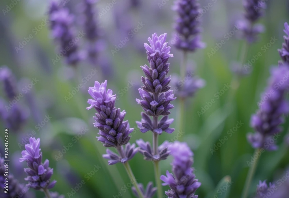 Obraz premium A close-up of purple lavender flowers with a blurred background