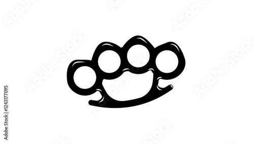Brass knuckles emblem, black isolated silhouette