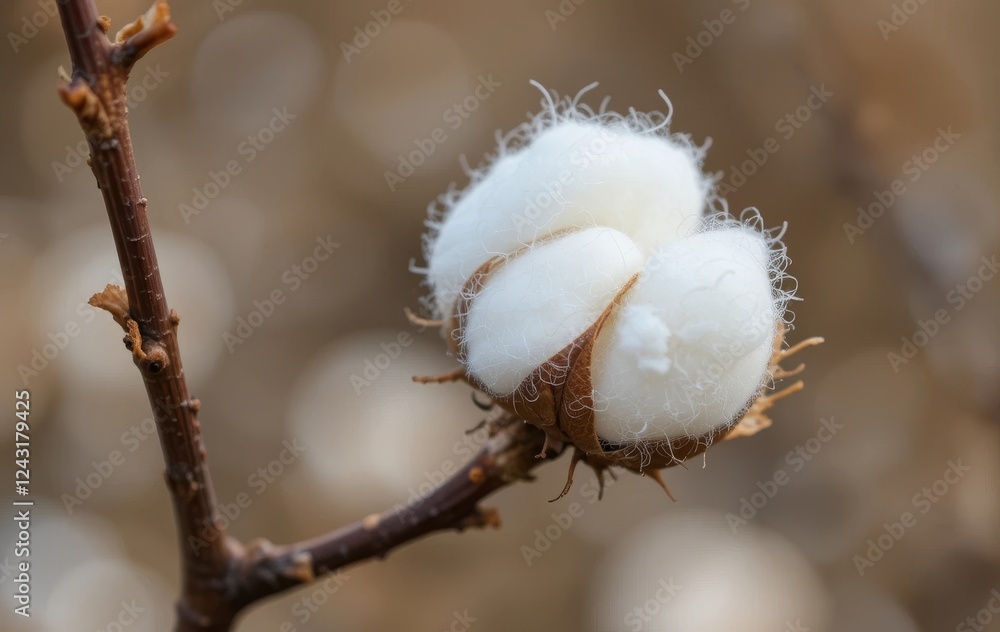 Close-up of a white cotton bud on a branch Close-up of a white cotton bud on a branch