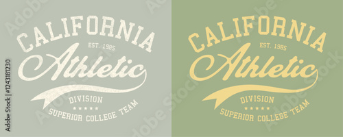 California Athletic Division Superior college team retro college varsity typographic vector graphic.