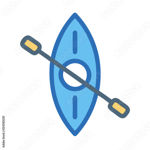 Kayak Icon in blue color with paddle