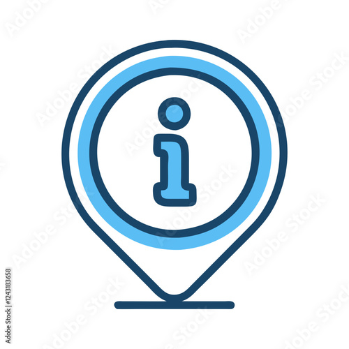 Tourist Information Icon in blue and white design
