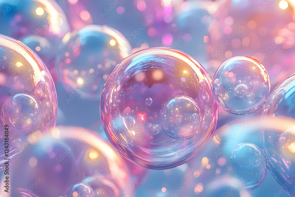 Shimmering Bubbles Float Gently, Abstract Art Delight Shimmering Bubbles Float Gently, Abstract Art Delight