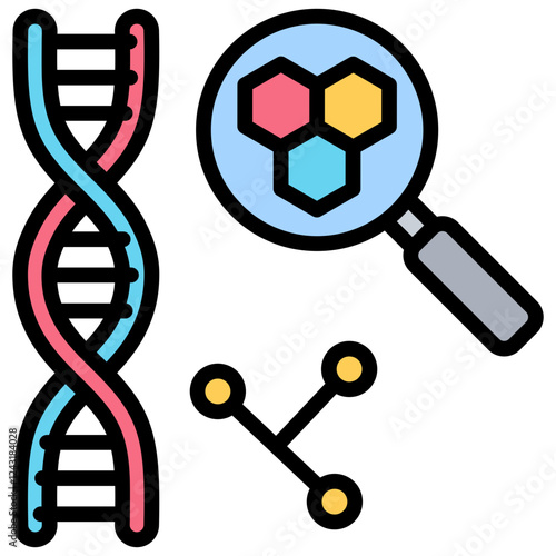Dna Outline Color Icon