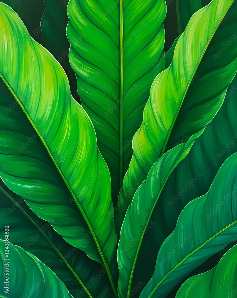 Serene Nature: Fresh and Lush Green Leaves Background Serene Nature: Fresh and Lush Green Leaves Background