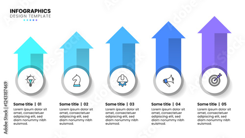 Infographic template. Growing arrows with 5 steps