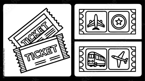 Ticket line icon set