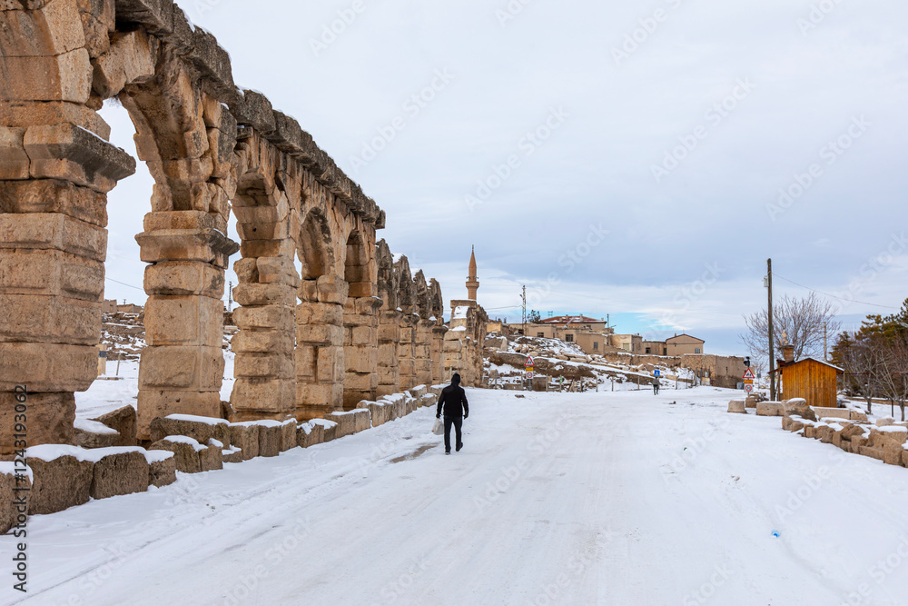 Roman aqueduct in Kemerhisar, ancient Tyana. Kemerhisar, Bor, Nigde, Turkey.