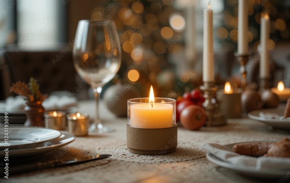 A white, minimalist candle holder with a lit soy candle inside, creating a warm and cozy atmosphere A white, minimalist candle holder with a lit soy candle inside, creating a warm and cozy atmosphere