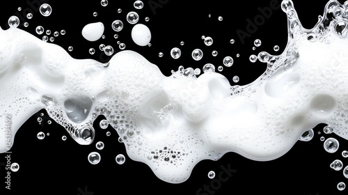 Obraz na płótnie White foam stream on black background, cleaning concept w salonie