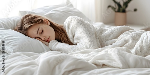 young woman sleeping on bed