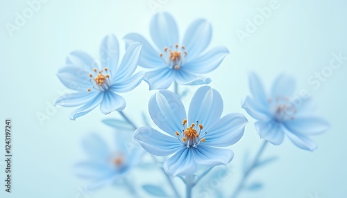 Serene Light Blue Flowers Soft Pastel Floral Background