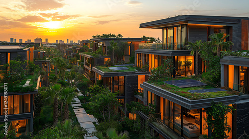 Eco-Friendly Middle Eastern Urban Landscape with Solar Panels