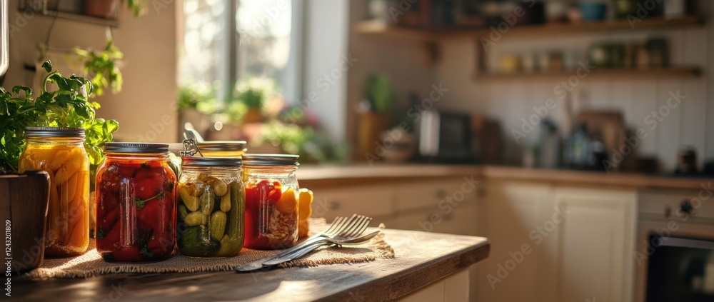 fermented vegetables in a jar, healthy food for intestinal and gastrointestinal microflora, probiotic, antioxidant fermented vegetables in a jar, healthy food for intestinal and gastrointestinal microflora, probiotic, antioxidant