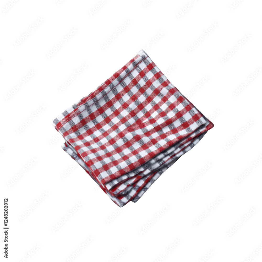 Folded checkered napkin isolated on transparent background Folded checkered napkin isolated on transparent background