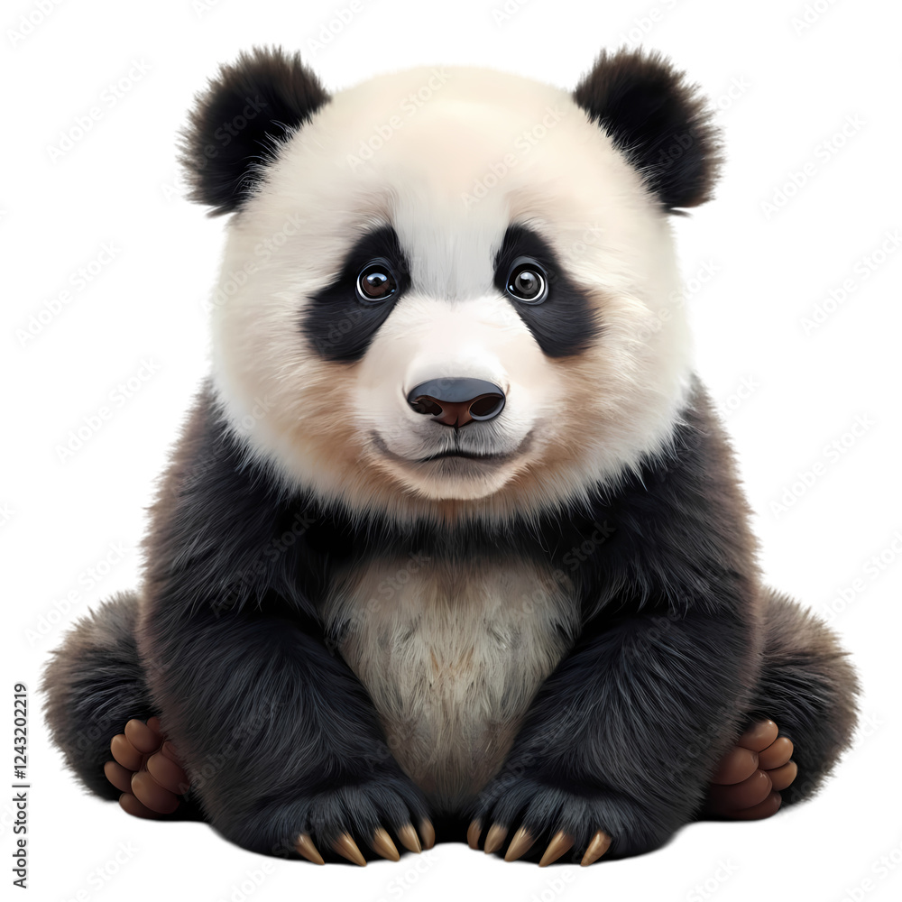 Adorable baby panda cub sitting on sweet cute wildlife animal art fur zoo on transparent background Adorable baby panda cub sitting on sweet cute wildlife animal art fur zoo on transparent background