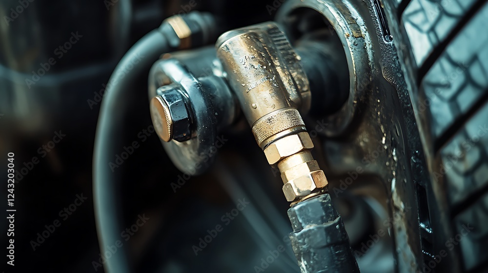 Closeup View Of Vehicle Air Suspension Connector Closeup View Of Vehicle Air Suspension Connector