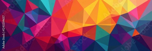 Abstract geometric pattern, vibrant Delaunay triangulation color fields , abstract, polygon, modern photo